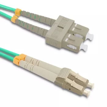 Qoltec Fiber Optic Patchcord LC/UPC - SC/UPC Multimode OM4 Duplex 3m