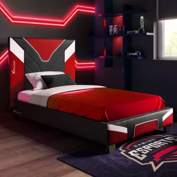 XROCKER Gaming & Racing Single Bed 90x190cm Red Faux Leather