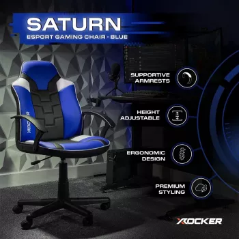 Chaise de bureau gaming X Rocker Saturn pour enfants et adolescents - bleue