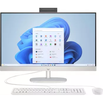 PC tout-en-un HP 27-cr0501ng 27 pouces, AMD Ryzen 5 7520U, 8 Go de RAM, SSD 512 Go, blanc neige