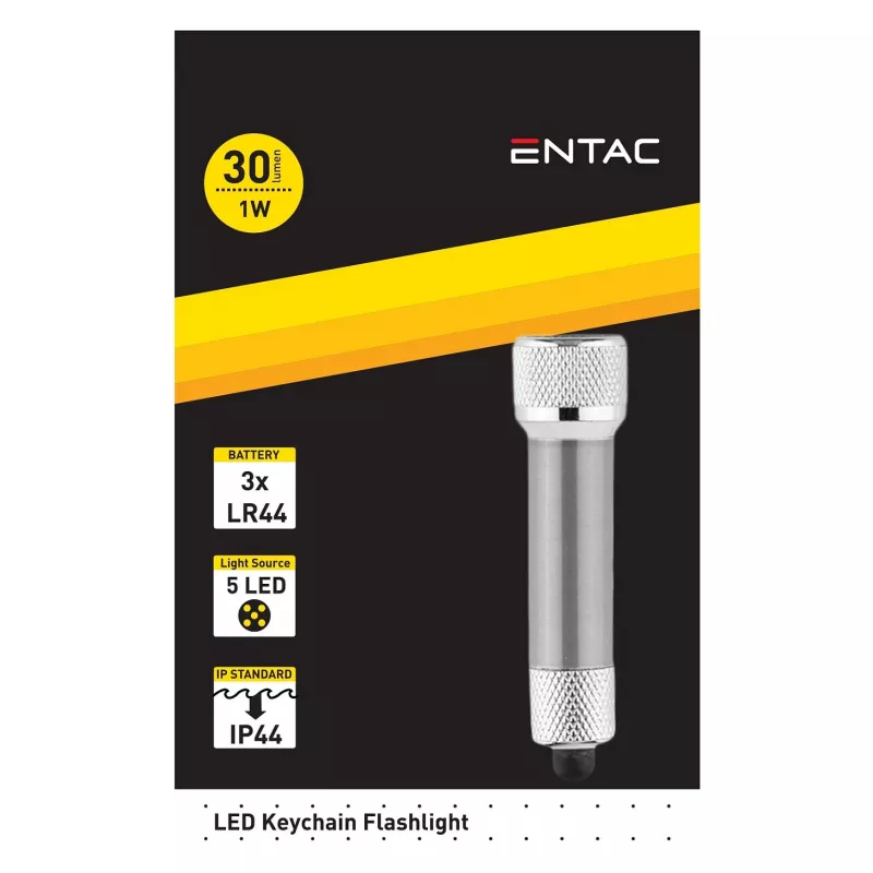 ENTAC lampe de poche porte-clés 5 LED argent