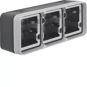 Hager WNA683 boîtier en saillie base 3 postes horizontal avec cadre et entrée de câble, blanc pur