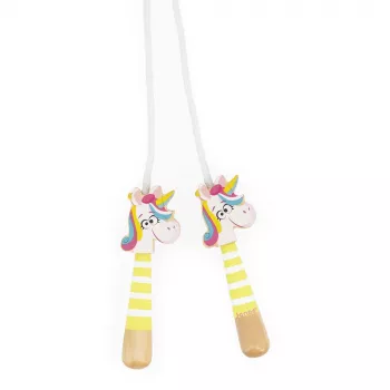 Janod Applepop corde à sauter licorne avec poignées en bois 3+