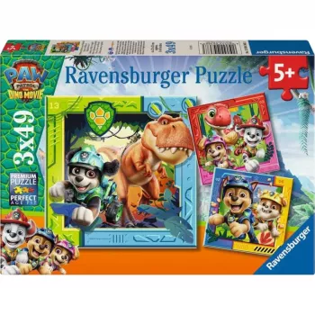 RAVENSBURGER puzzle enfant PAW Patrol 3 Dino Movie (3 x 49 pièces)
