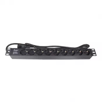 Good Connections GC-N0107 multiprise 19 pouces 1U, 9x prises Schuko, fiche IEC C14, câble 1,8m, noir