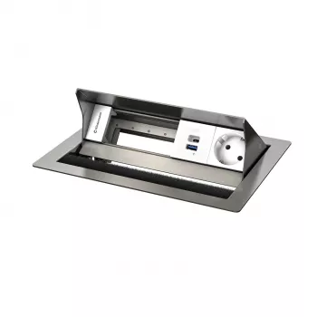 Kindermann CP Standard² VA 4f. boîtier de connexion de bureau avec 1x prise Schuko, 1x port de charge USB-A, VGA, audio, noir