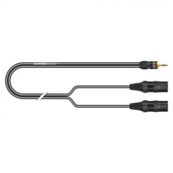 Sommer Cable SC-Onyx 2025 MKII Stereo Split Cable, 2 x 1 x 0.25 mm², 3.5 mm Stereo Mini-Jack Male to 2x XLR 3-Pin Male, HICON, Black, 2.5 m (ON9V-0250-SW)
