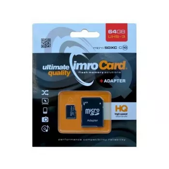 Carte mémoire Imro microSDXC 64 Go + adaptateur SD UHS-I U3 V30