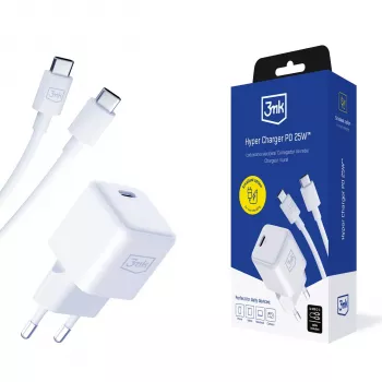 Chargeur 3MK Hyper Charger PD 25 W + 1 câble USB-C vers USB-C