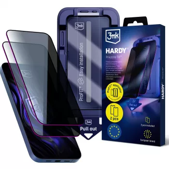 3MK PROTECTION Hardy Privzone 9H - Protection d'écran confidentialité pour Apple iPhone 13/13 Pro/14/16e/17e