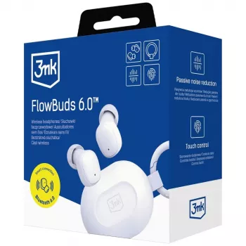 Écouteurs true wireless stéréo Bluetooth 5.3 3MK FlowBuds 6.0 blancs