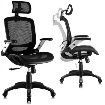 Chaise de bureau ergonomique MOZOS ERGO-C Premium avec dossier en mesh, noire