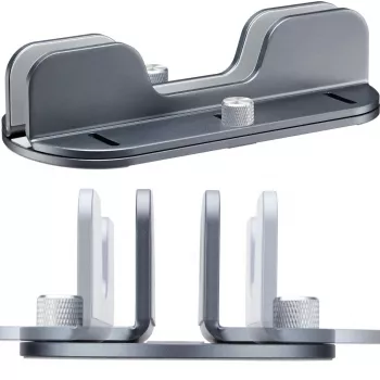 MOZOS H1 Support universel pour ordinateur portable et tablette, hauteur et angle réglables, pliable, alliage d'aluminium, argent, housse de transport incluse