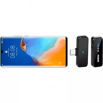 Ensemble de microphones-cravates sans fil MOZOS MX2-DUAL pour smartphones, 2 microphones, 2,4 GHz, USB-C