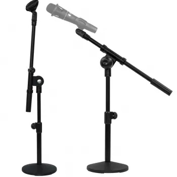 Pied de micro de bureau MOZOS SM807 pour micro de studio avec base ronde lestée, noir