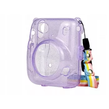 LOVEINSTANT Étui de protection pour Fujifilm Instax Mini 11 - violet transparent à paillettes