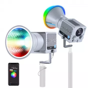 Vidéo-lampe LED COB RGB NEEWER HS60C 60W, 8700 lux, CRI 97+, contrôle par app/2.4G