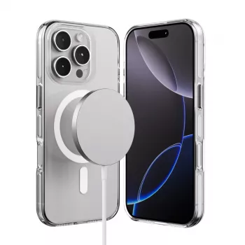 Étui Crong Clear MAG Pro pour iPhone 16 Pro, MagSafe, transparent
