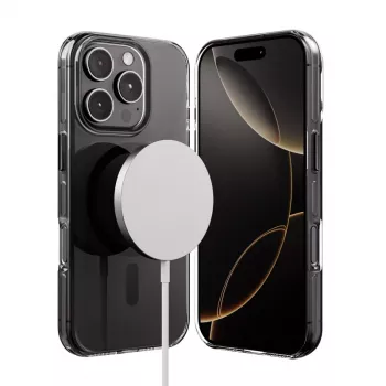 Étui Crong Clear MAG Pro pour iPhone 16 Pro MagSafe (noir)