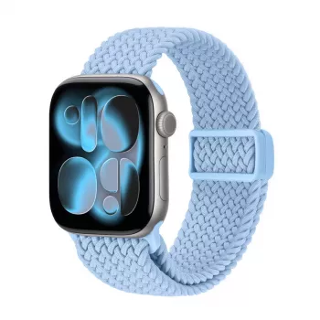 Crong Wave Band - Bracelet Solo Loop en nylon tressé pour Apple Watch 38/40/41/42 mm Bleu