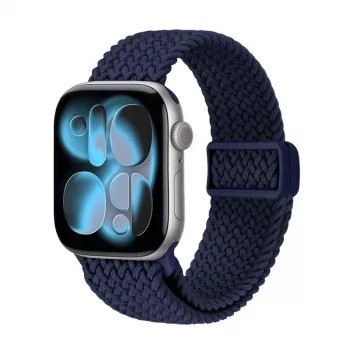 Bracelet de montre en tissu tressé Crong Wave Band pour Apple Watch 38/40/41/42 mm (bleu marine)