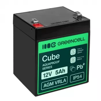 Greencell AGM VRLA Batterie 12V 5Ah pour caisse enregistreuse, jouet, appareil photo (91x70x102mm)