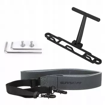 Support de sangle de cou et d'épaule SUNNYLIFE pour radiocommande DJI RC 2 / RC 1, tissu nylon noir avec crochets en alliage d'aluminium