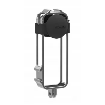 Boîtier de protection cadre SUNNYLIFE avec 2 supports cold shoe et cache d'objectif en silicone pour Insta360 X4 (Noir)