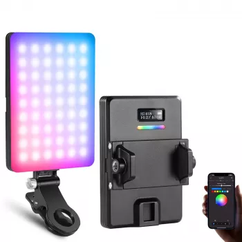 NEEWER VL67C Lampe vidéo LED RGB 5W avec pince pour téléphone et contrôle par application Bluetooth