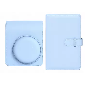 Kit LOVEINSTANT avec coque, housse et pochette pour Fuji Instax Mini 13 + album photo 108x / bleu