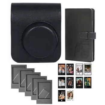 LOVEINSTANT Lot d'accessoires 4-en-1 pour Fujifilm Instax Mini 41 - Étui noir, album, cadres & autocollants