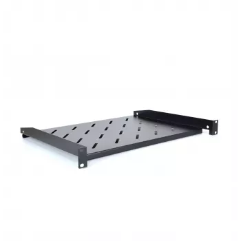 Étagère de rack à montage frontal RACKTEL RL-PD600S 1U 19 pouces, profondeur 600 mm, capacité de charge 20 kg, noire (RAL 9005)