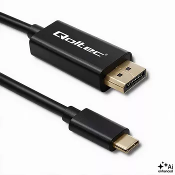 Câble Qoltec USB-C vers DisplayPort 1 m, 5K 60 Hz, noir