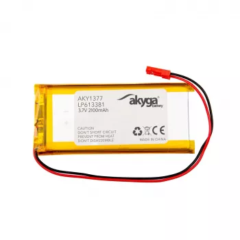 Akyga AKY1377 LP613381 batterie Li-Po 3,7 V 2100 mAh, PCM, JST 2,54 2 broches, 150 mm