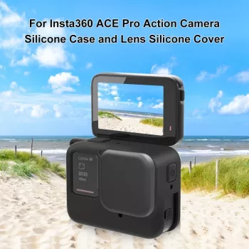 Étui de protection en silicone PULUZ avec cache-objectif pour Insta360 Ace Pro, noir