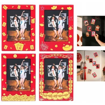 LOVEINSTANT 4x cadres photo magnétiques pour Instax Mini, rouge/or