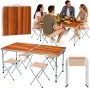 Ensemble de mobilier de camping LEAN - table pliante et 4 tabourets dans une valise en bois
