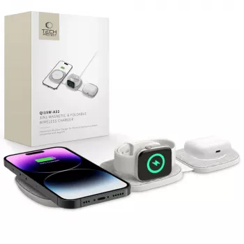 Station de charge sans fil MagSafe 3IN1 Tech-Protect QI15W-A32 gris