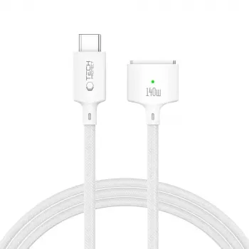 Câble MacBook magnétique TECH-PROTECT MMC01 UltraBoost USB-C vers MagSafe 3 140W 200 cm blanc