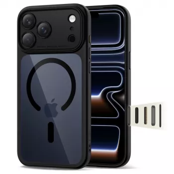 Coque arrière hybride TECH-PROTECT MagPeak MagSafe pour Apple iPhone 17 Pro Max, noir/transparent