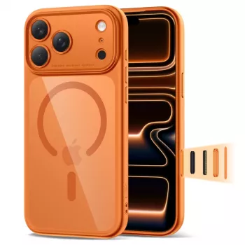Coque MagSafe MagPeak TECH-PROTECT pour iPhone 17 Pro Max, Cosmic Orange/Clear
