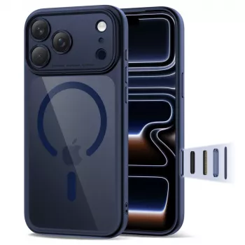 Coque hybride MagSafe MAGPEAK TECH-PROTECT pour Apple iPhone 17 Pro, Deep Blue/Clear