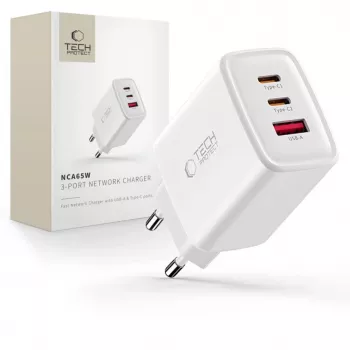 TECH-PROTECT NCA65W-GAN Chargeur réseau 3 ports PD 65W / QC3.0 blanc