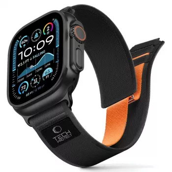 TECH-PROTECT NYLON ELITE Apple Watch 8 / 9 / 10 / 11 / SE / Ultra (44 / 45 / 46 / 49 mm) noir/orange