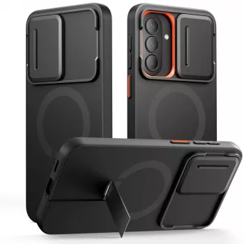 TECH-PROTECT Kevlar Aura Coque MagSafe pour Samsung Galaxy A57, noir/orange