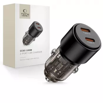 Chargeur de voiture TECH-PROTECT CC03 2 ports PD 100W, noir