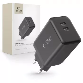 TECH-PROTECT NC45W-GAN Chargeur secteur 2 ports PD 45W Noir