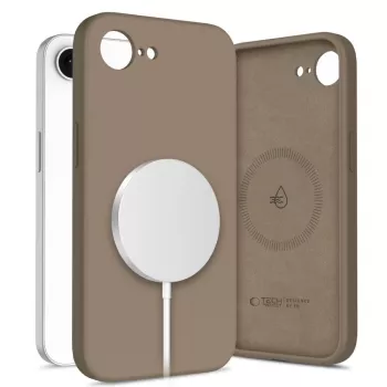 Tech-Protect Silicone Coque MagSafe pour Apple iPhone 16E / 17E - marron chocolat