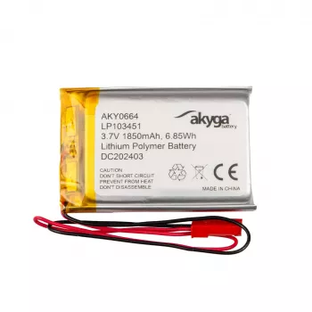 Akyga AKY0664 LP103451 Batterie Li-Po 3,7 V 1850 mAh, PCM, JST 2,54 2 broches, 150 mm