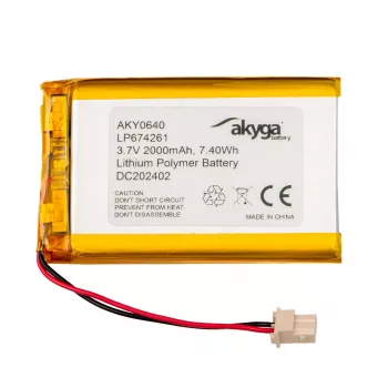 Akyga AKY0640 LP674261 Batterie Li-Po 3,7 V 2000 mAh, PCM, Molex 5264 2 broches, 50 mm